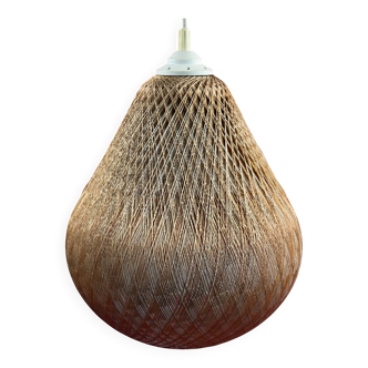 Vintage Scandinavian pear-shaped pendant light in synthetic wire.