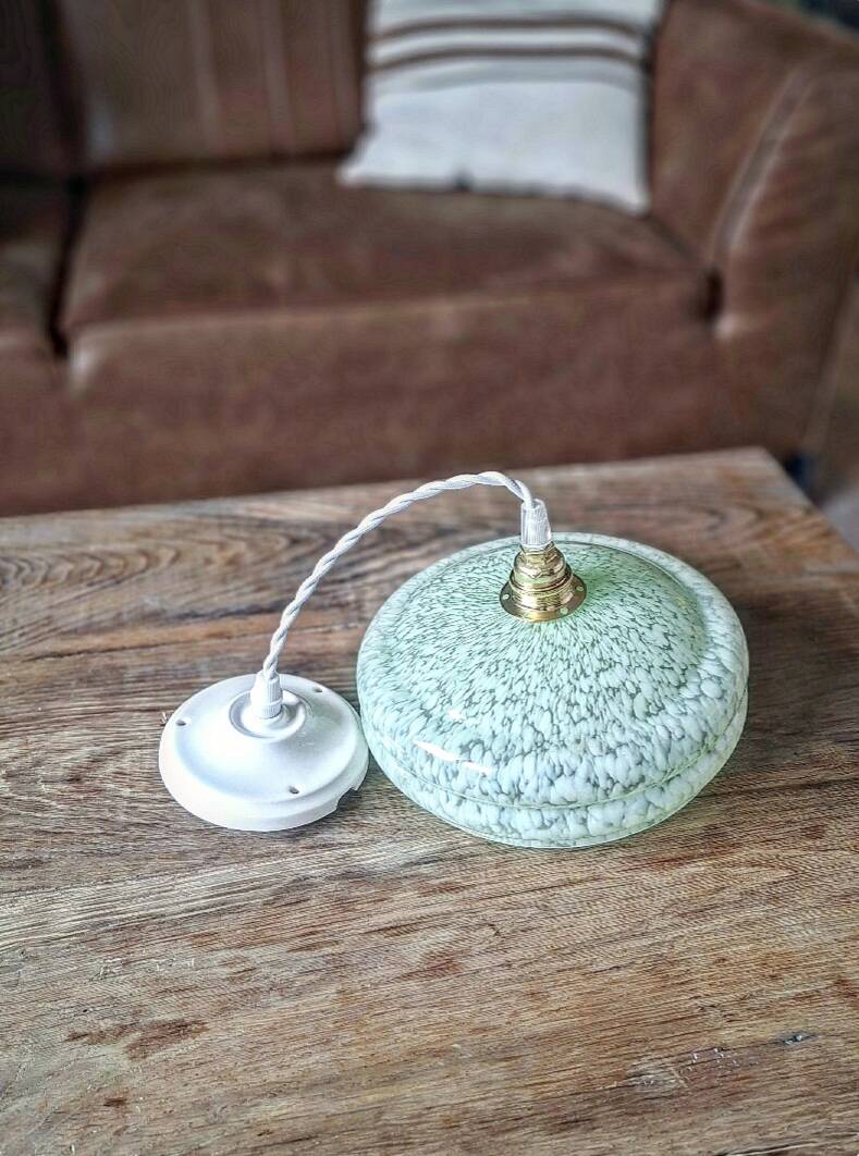 Vintage glass pendant light from Clichy