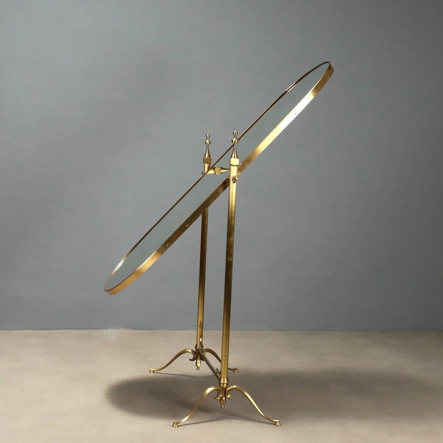 Brass vanity mirror with adjustable tilt