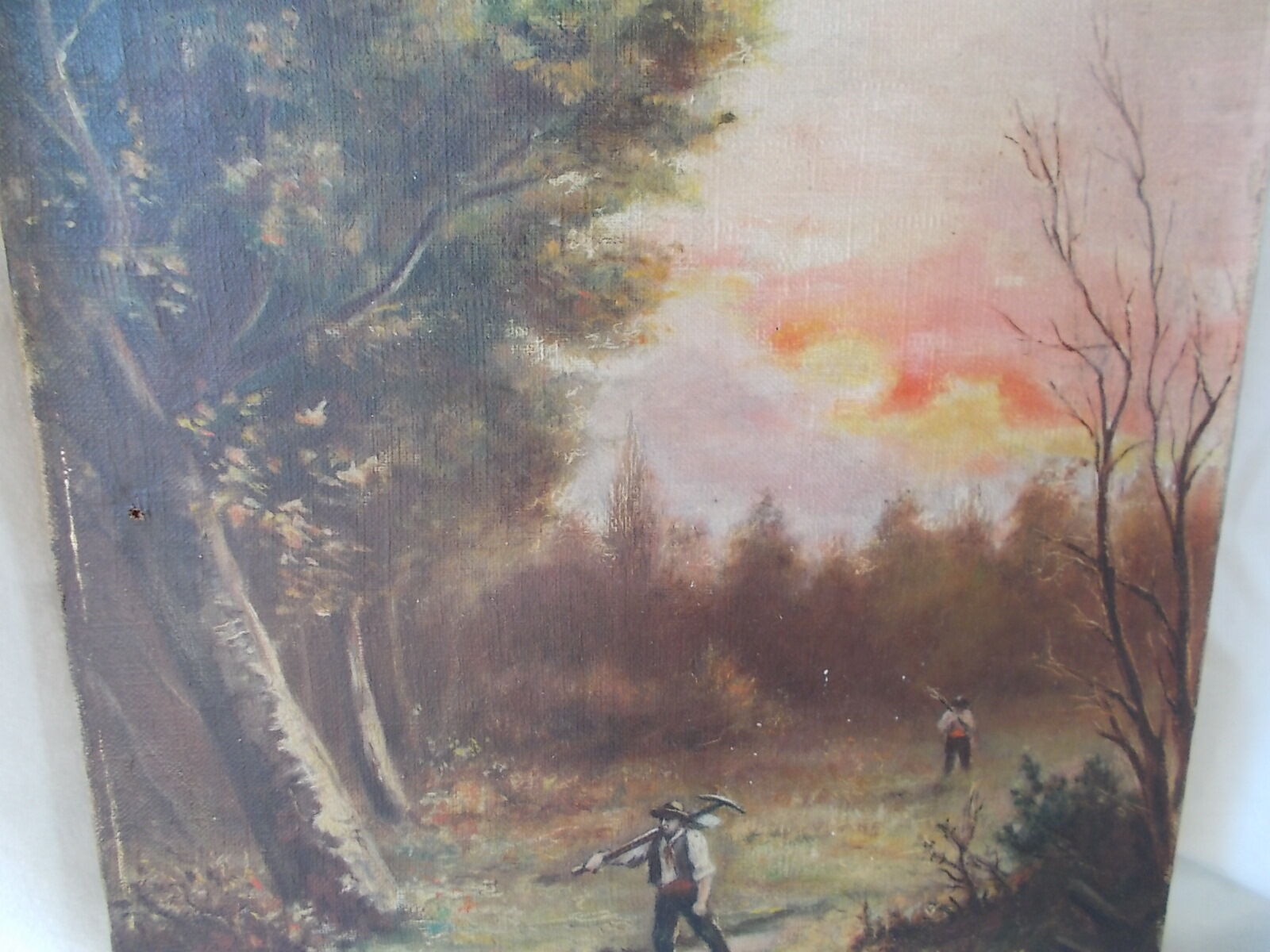 Pair of old paintings "painting landscape on canvas"