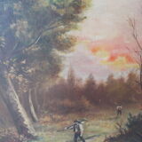 Pair of old paintings "painting landscape on canvas"