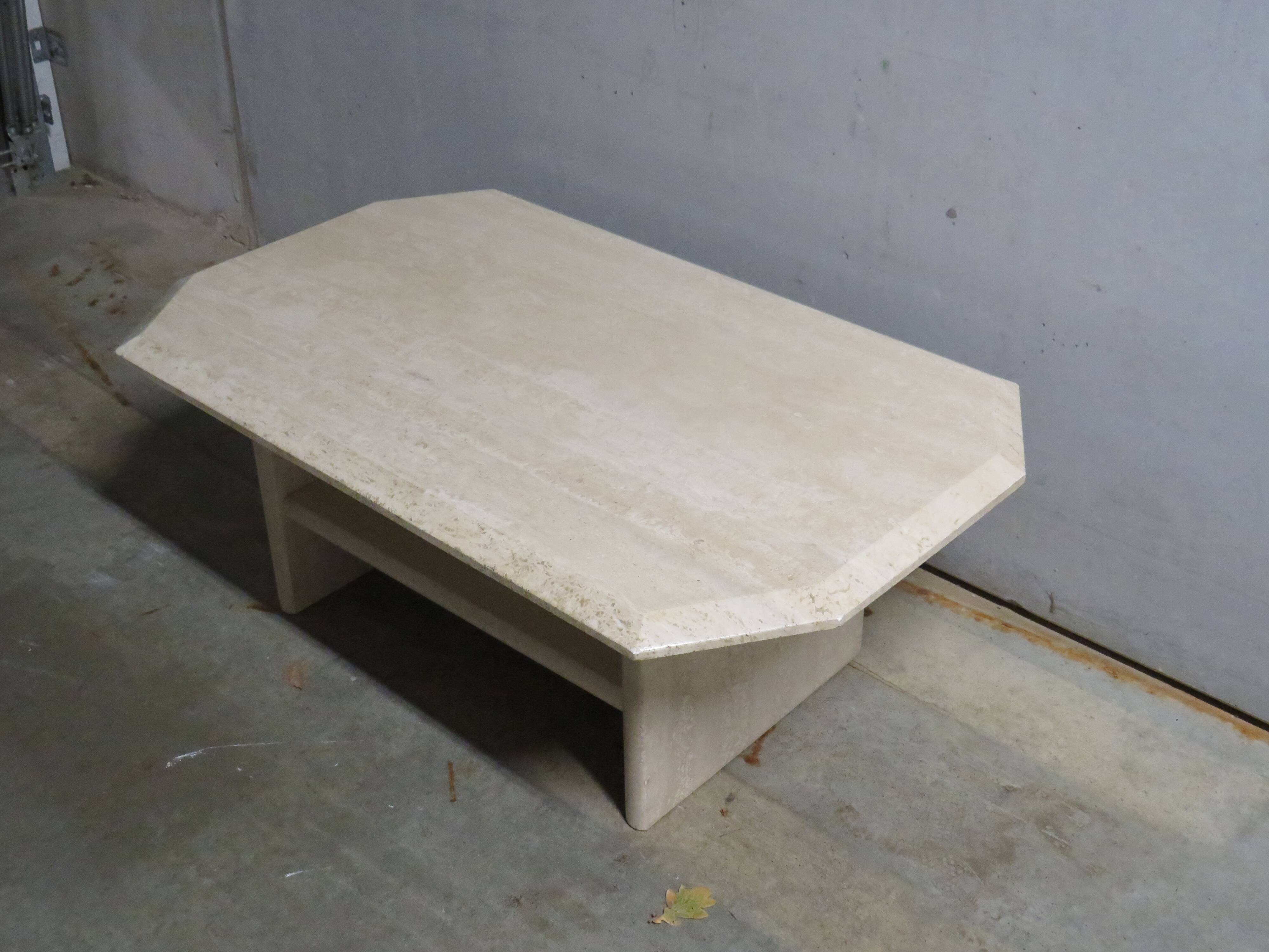 Vintage travertine coffee table, Italy 1970