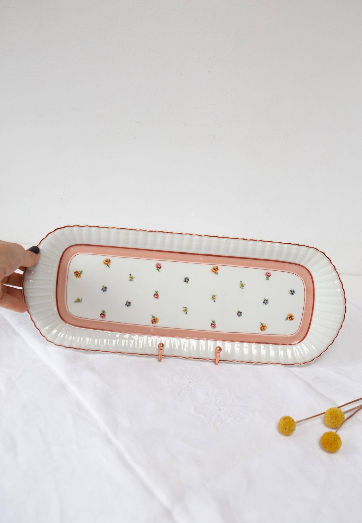 Rectangular porcelain platter from Limoges Bernardaud (41 x 16 cm)