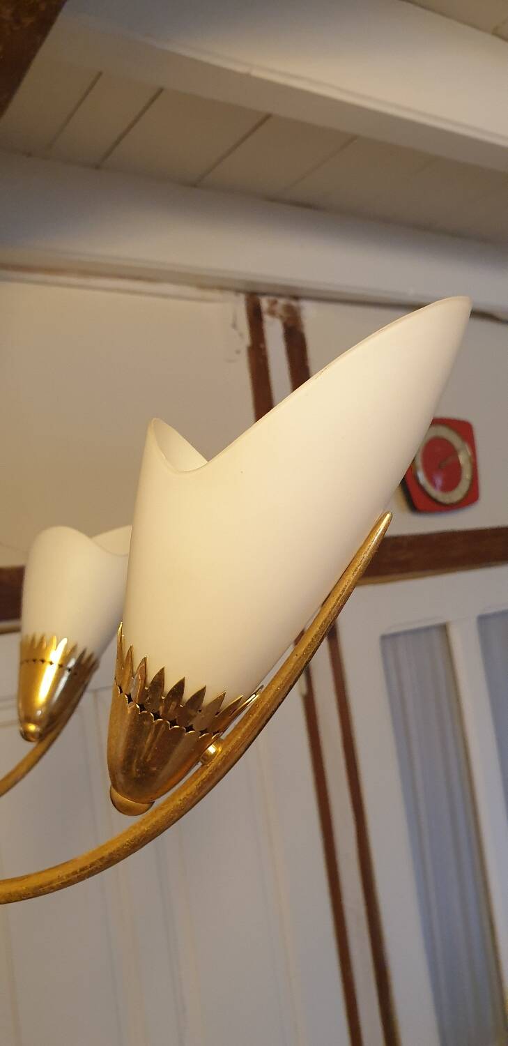 Four-light opaline chandelier