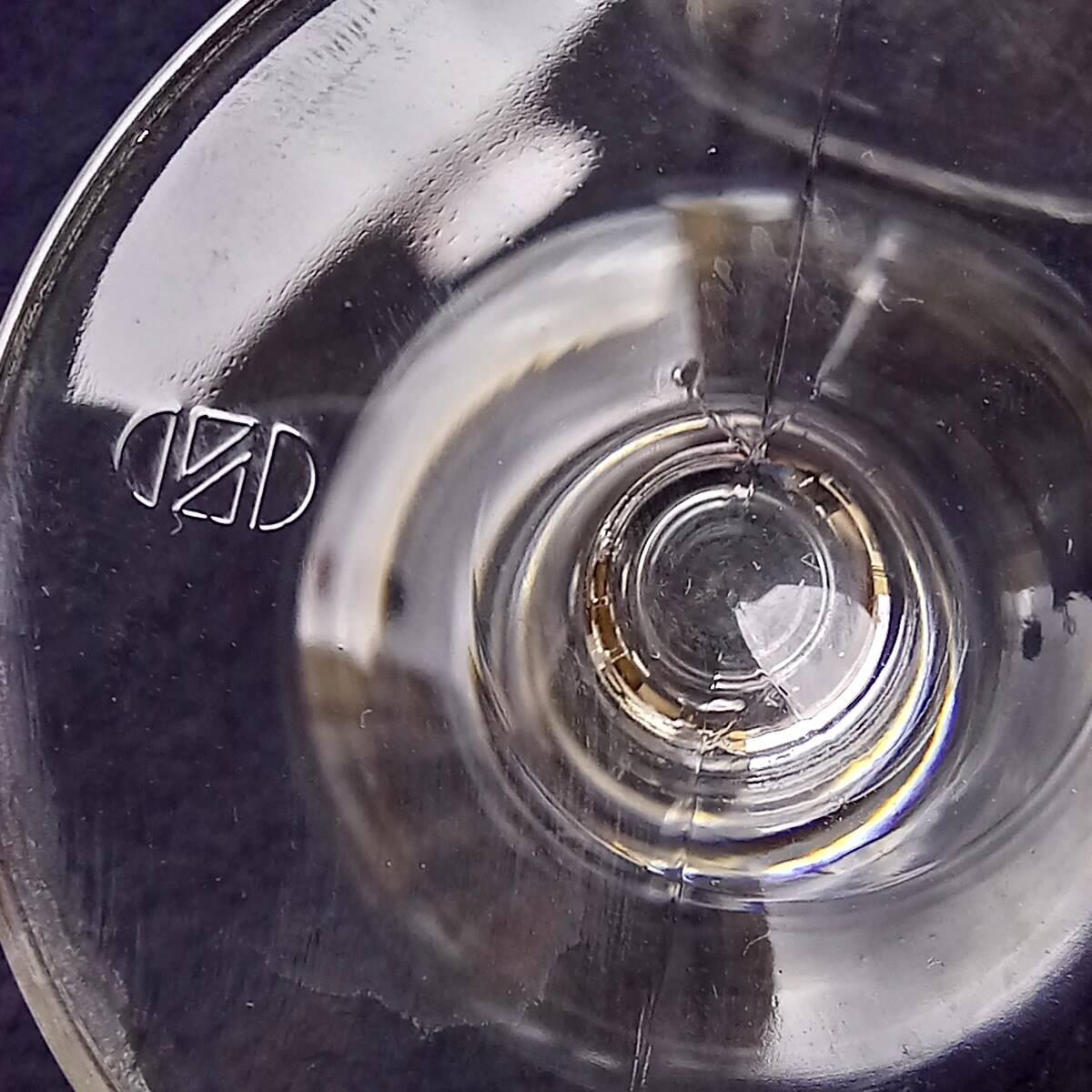 6 flower-engraved crystal stemmed glasses, aperitif or digestive, 1970s