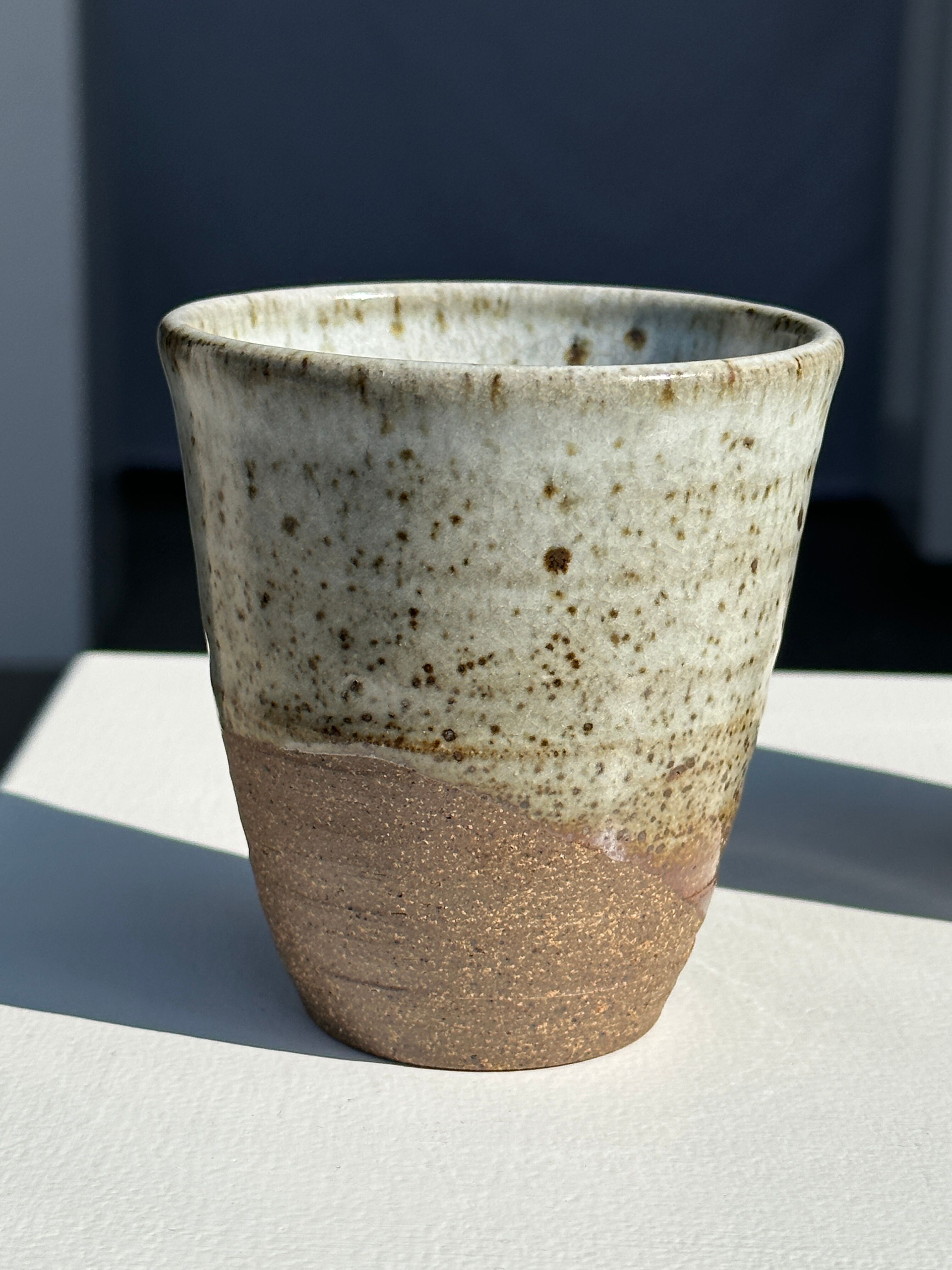 Set of 2 cups in Indonesian ceramic (brown & speckled glazed matte)