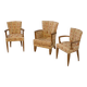 Set of 2 Bridge armchairs and one armchair attributed to Jules Leleu from the 1930s.