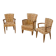 Set of 2 Bridge armchairs and one armchair attributed to Jules Leleu from the 1930s.