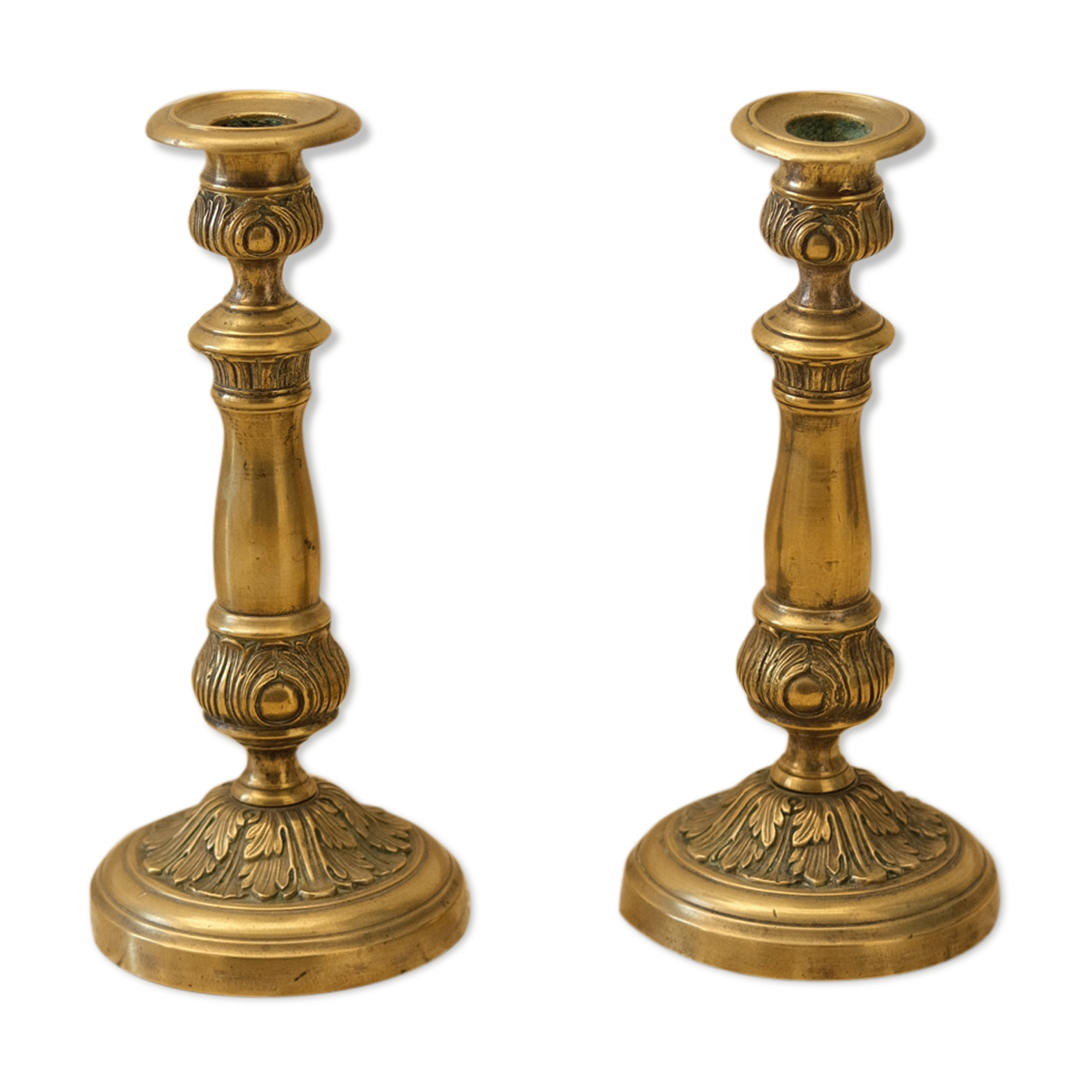Pair of brass candle holders