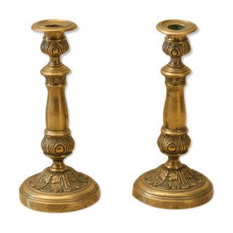 Pair of brass candle holders