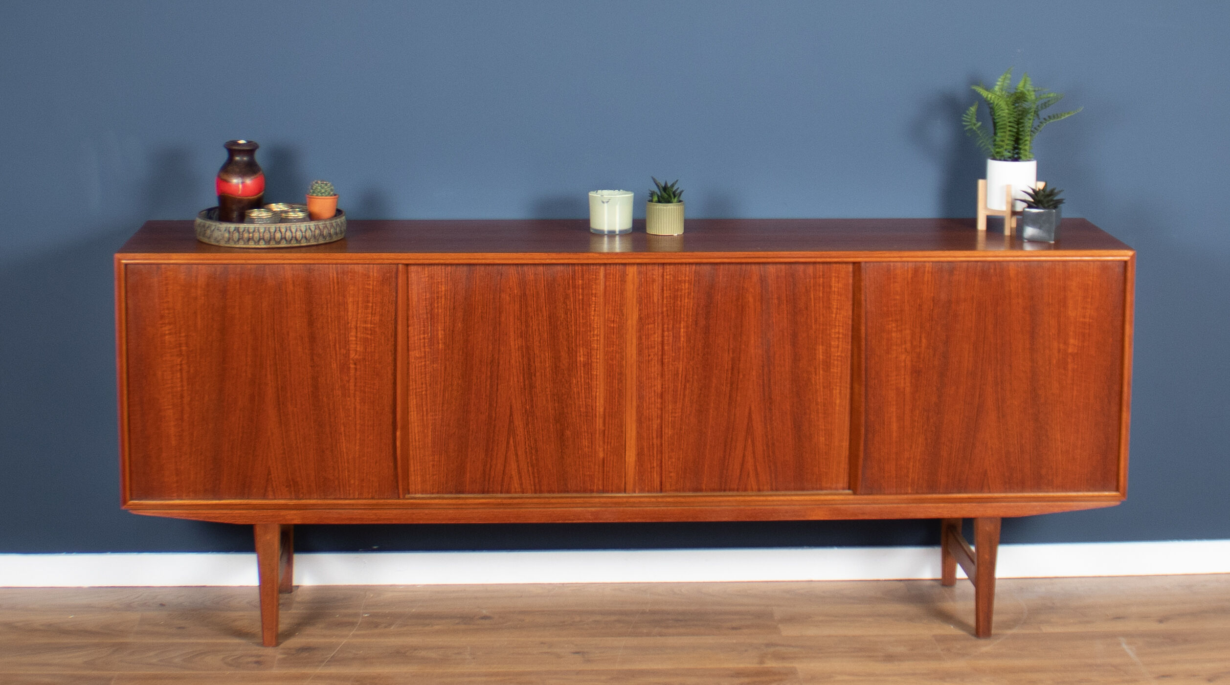 Teak 1960s mid century long Danish sideboard