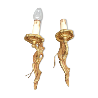Pair appliques bronze candlesticks Louis XV style