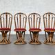 Rattan and fabric chairs, 60s-70s, set of 4