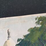 André Duculty (1912-1990) Watercolor on paper "Square du Sacré Coeur in Montmartre, Paris" Signed