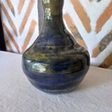Glazed ceramic vase with blue reflections 1970