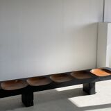 Huge 5-seater bench in two-tone solid wood