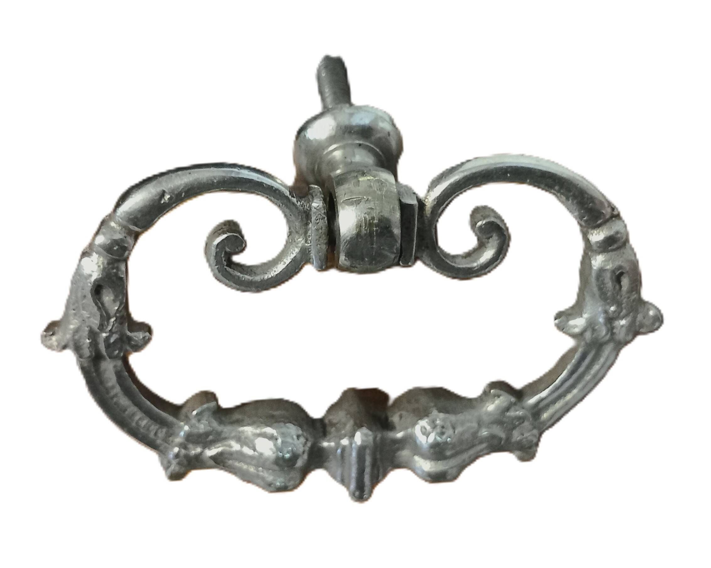 Old silver-plated metal furniture handle