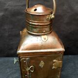 Ancient naval flag lantern in ancient copper semaphore lamp 19th century