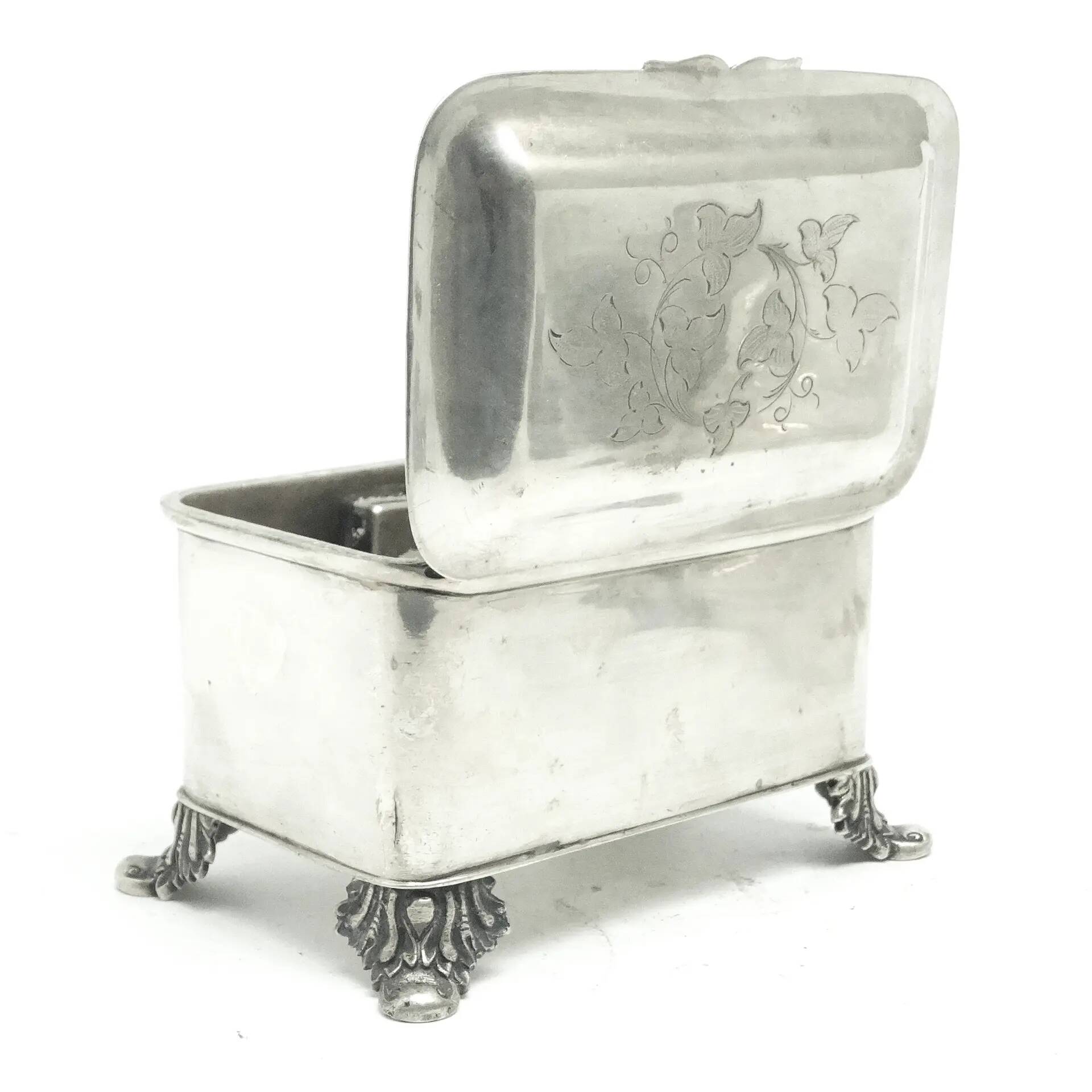 Biedermeier sugar bowl, silver-plated brass, Poland, 1920s