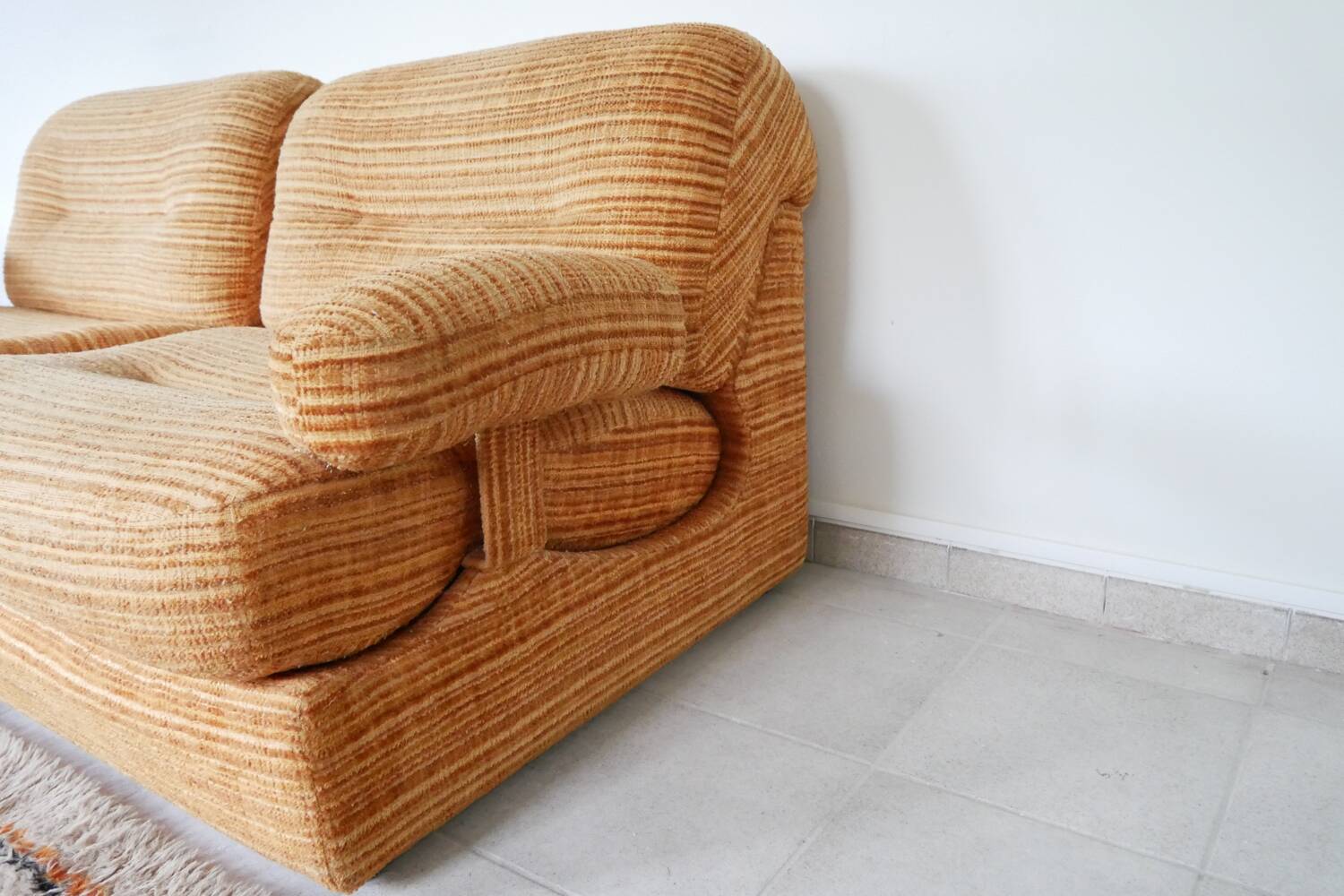 Set of modular 2-seater chenille armchairs