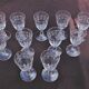 Set 11 Port Glasses White Wine Art Nouveau Crystal engraved Liseron