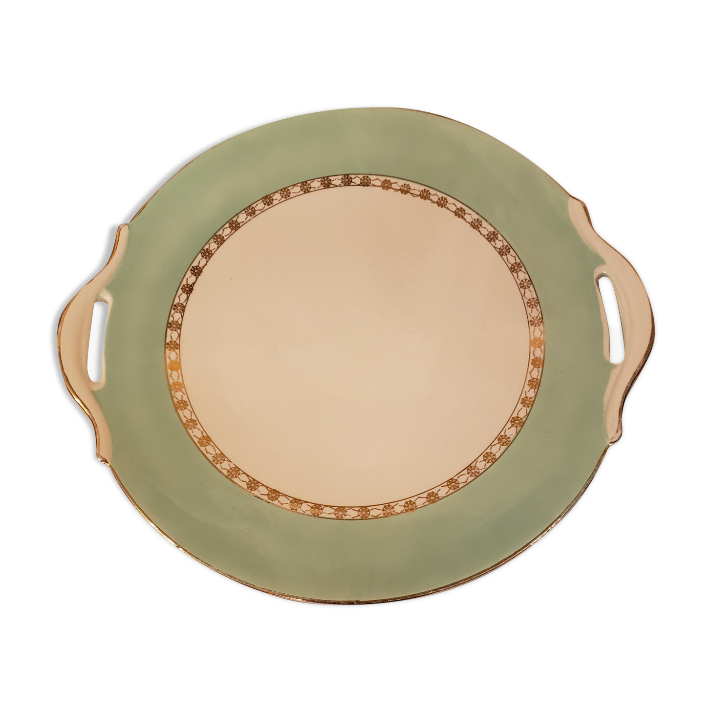 Vintage dish ø27 cm porcelain sarreguemines flameco green