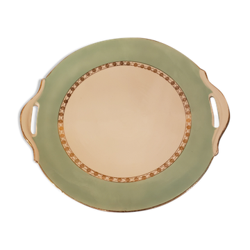 Vintage dish ø27 cm porcelain sarreguemines flameco green