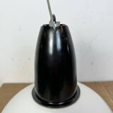 Industrial soviet white enamel pendant lamp, 1960s