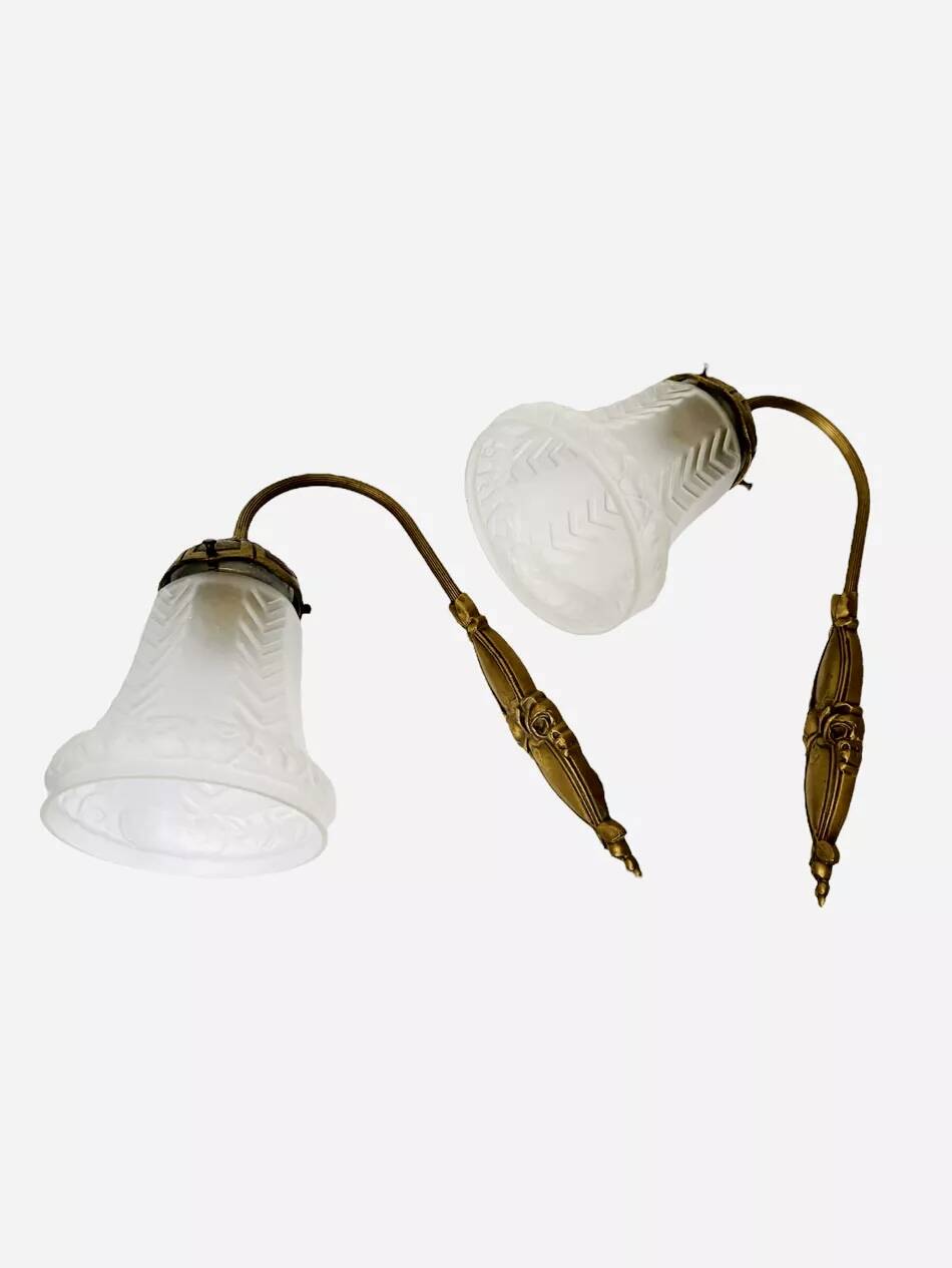 Antique pair of Art Deco wall sconces