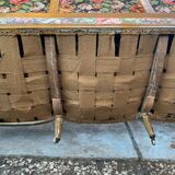 19th-century floral velvet bench