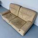 Old 2-seater beige leather sofa designed by Carl Larsson De Sede, vintage 80s