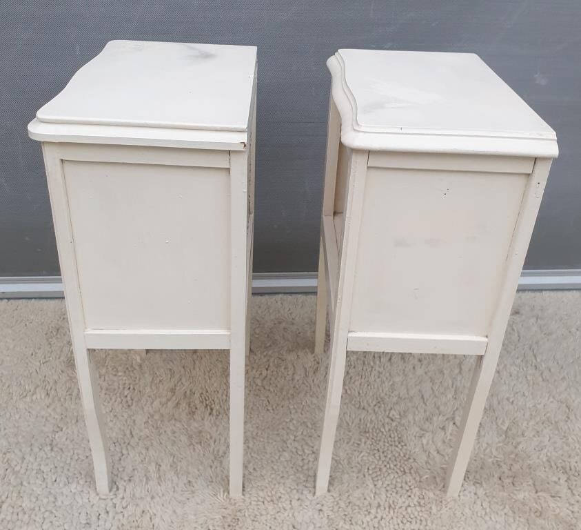 Pair of white vintage bedside tables