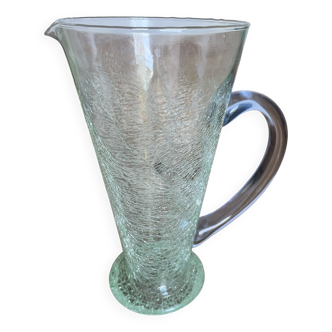 Pichet en verre craquelé - bicolore vintage