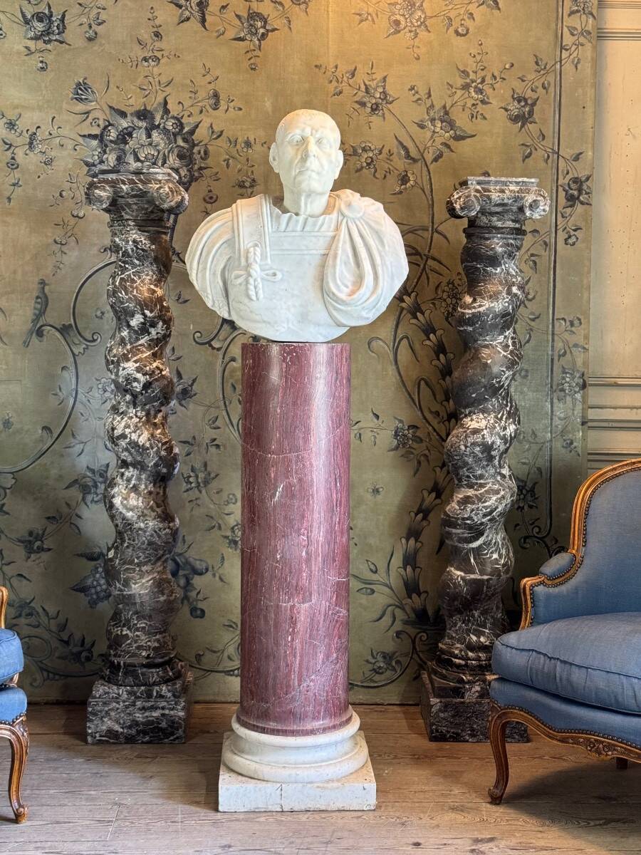 Bust of Emperor Galba, white Carrara marble, 18th century.