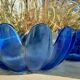 Saladier coupe à fruit verre bleu vintage