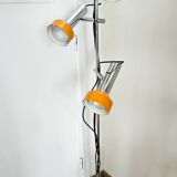 Vintage 1970s floor lamp with 3 spots, chrome and orange.