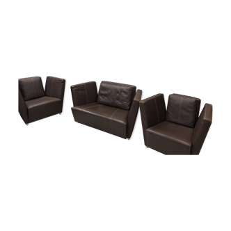 Set sofa 2 places and 2 leather armchairs