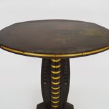 Art Deco style side table in beech and gilded metal. 1960s