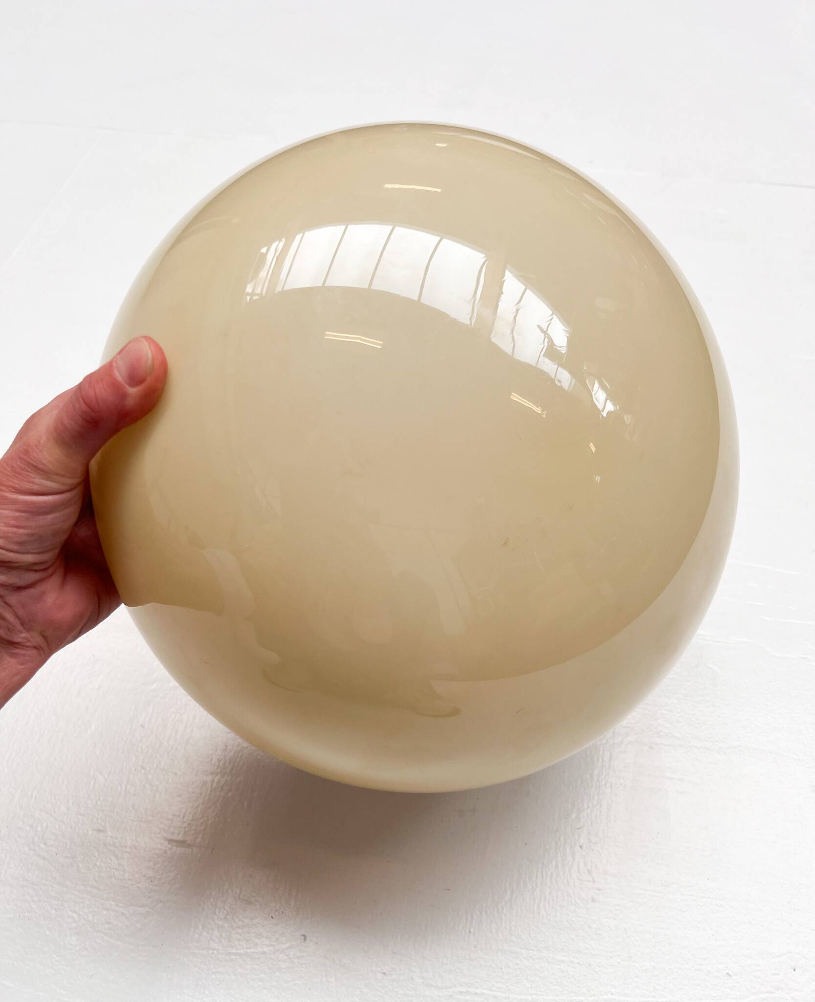 Opaline glass beige ceiling or wall lamp, 1950s