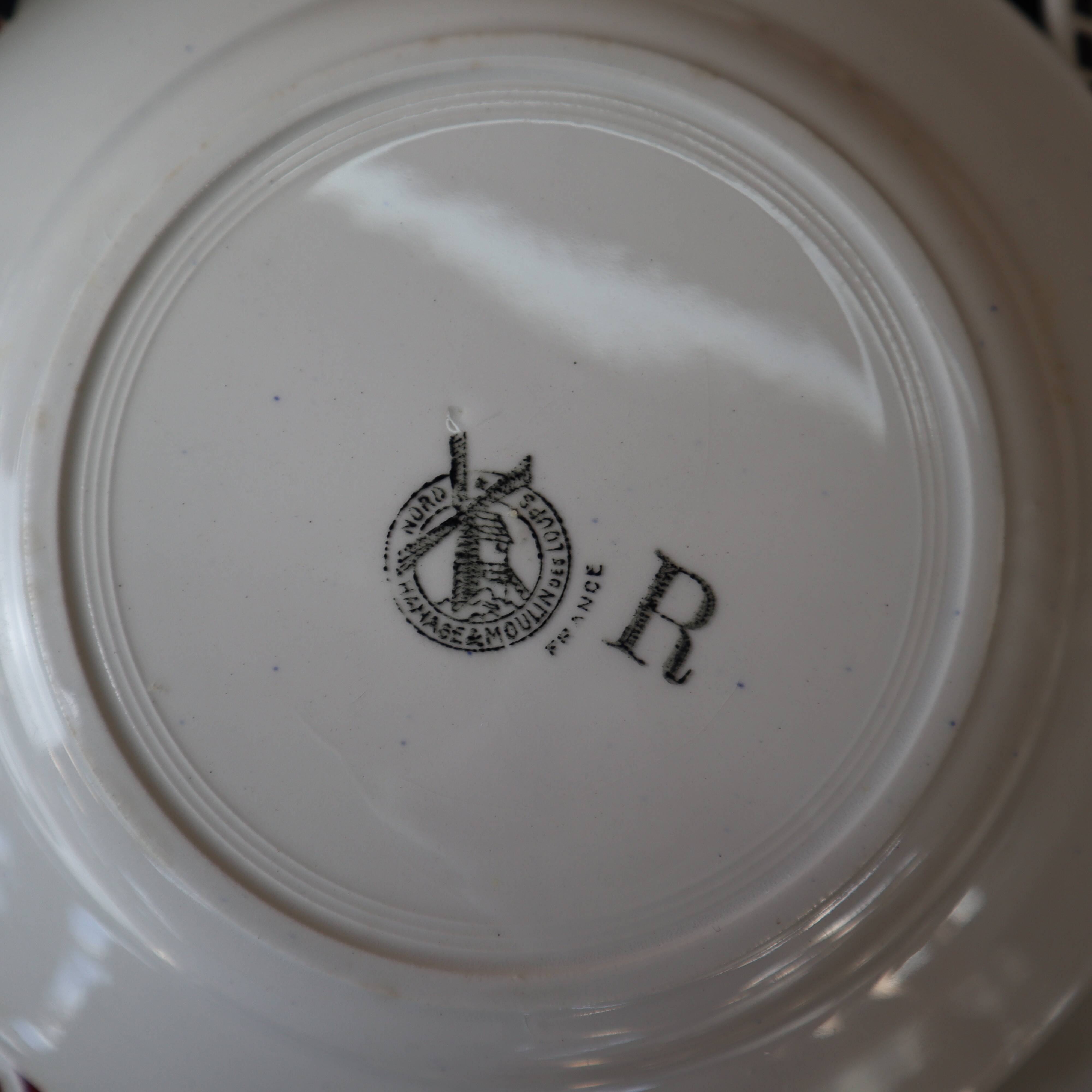 8 Terre de Fer dessert plates, “Damascus” model, Moulin des Loups and Hamage