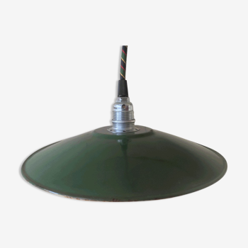 Vintage green enameled sheet metal pendant light