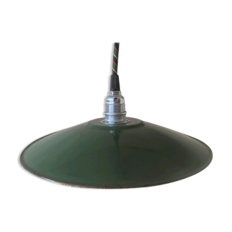 Vintage green enameled sheet metal pendant light