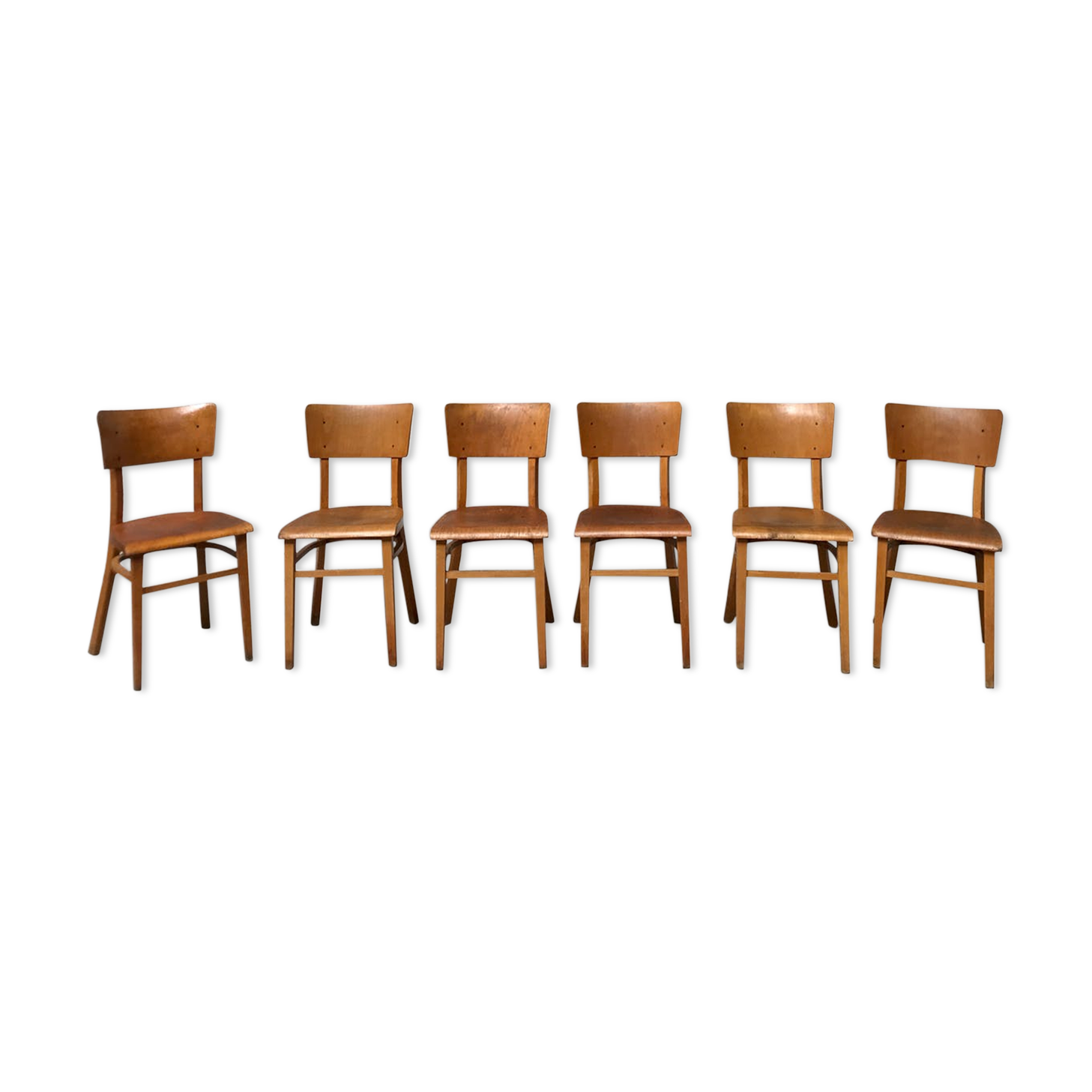 Series of 6 chairs bistro Thonet in light wood