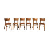 Series of 6 chairs bistro Thonet in light wood