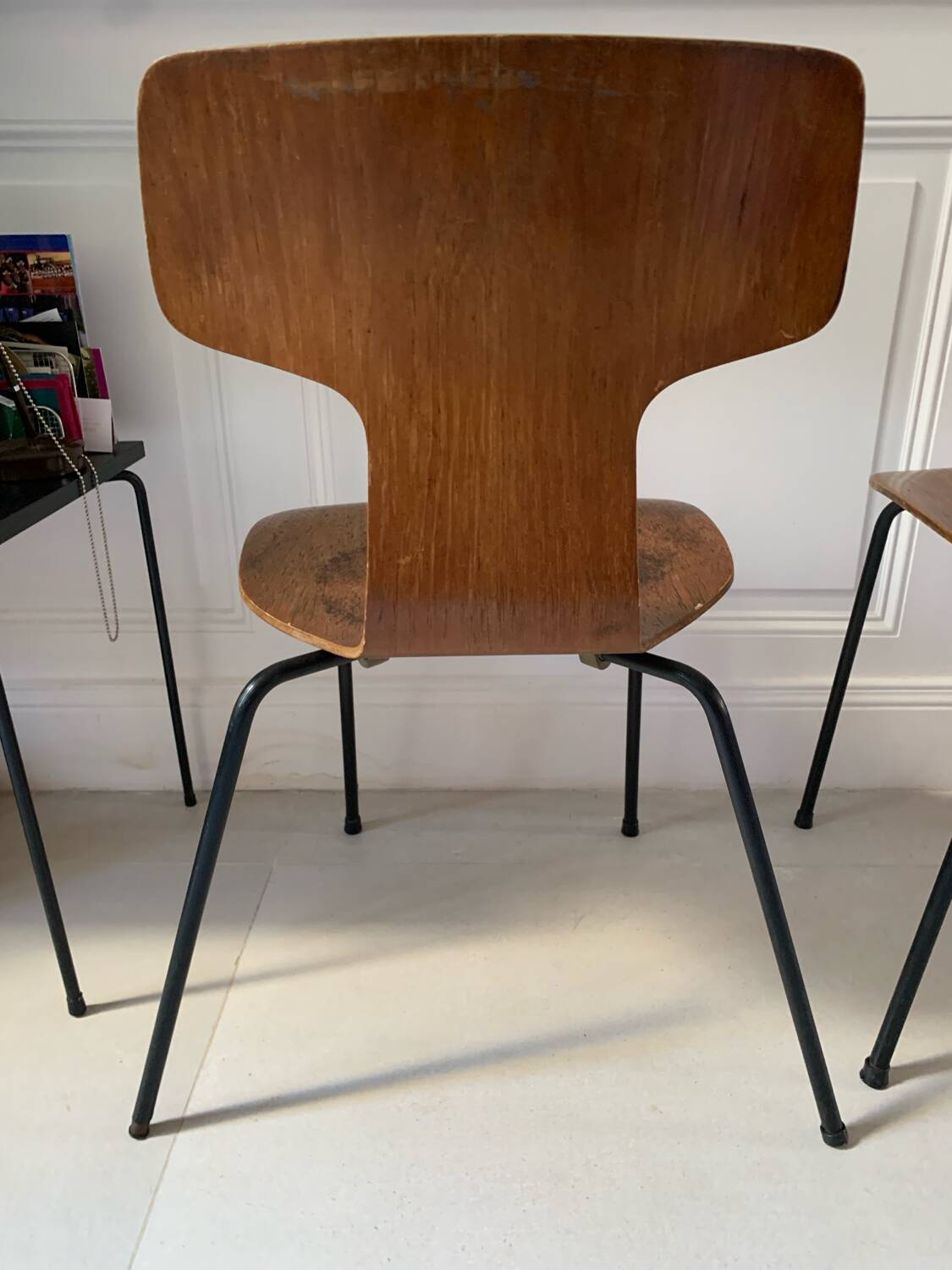 Two Arne Jacobsen "hammer" chairs