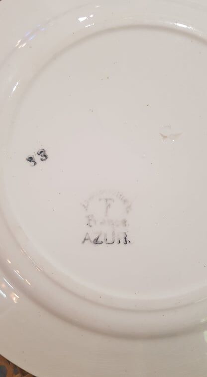 Set of 6 plates Badonviller model Azur