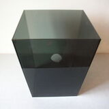 Pyramidal paper basket in transparent gray plexi