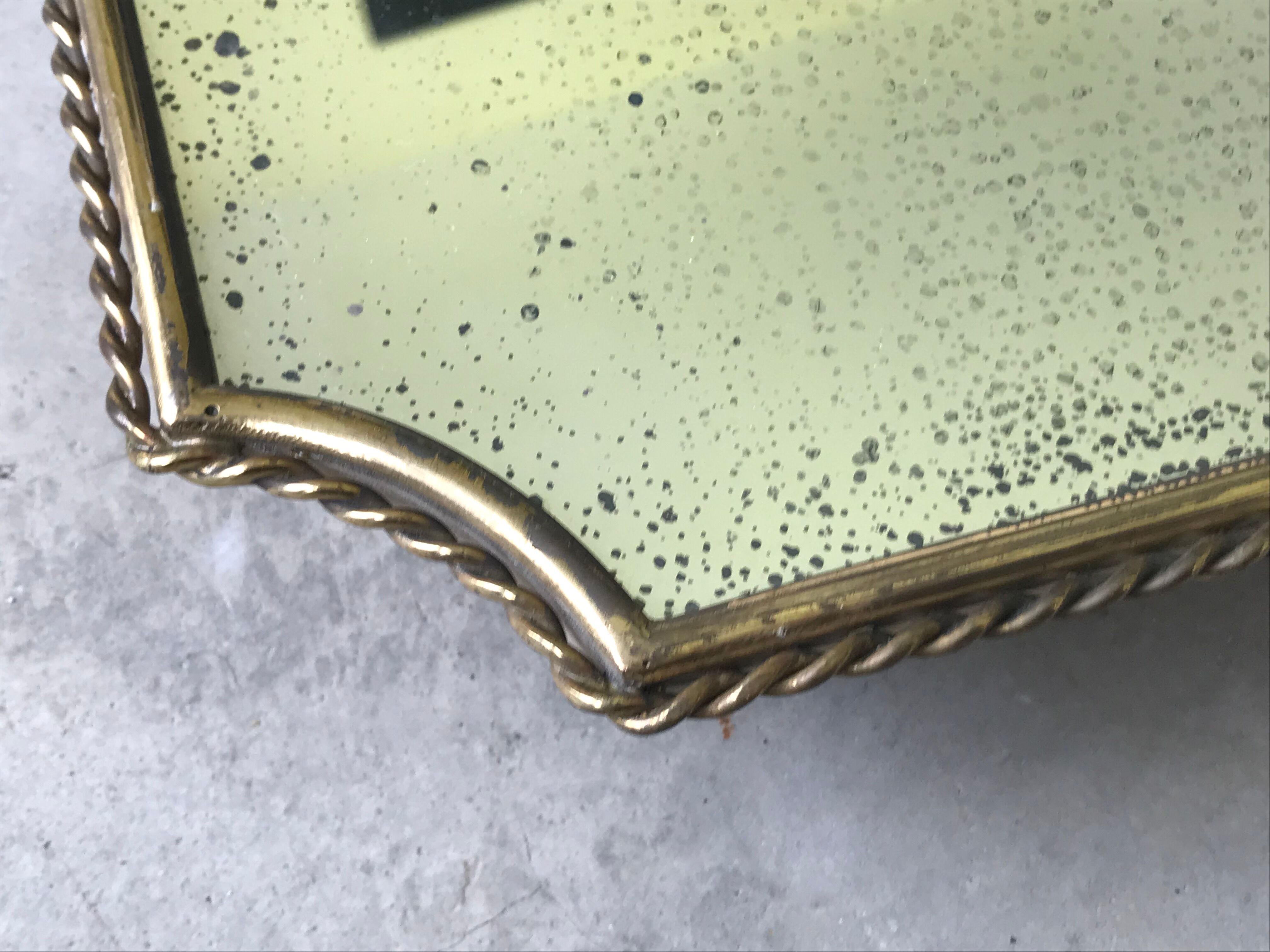 Italian brass mirror from the 50s 77x42cm