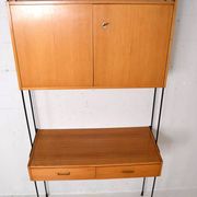 Omnia shelving system / self-supporting modular secretary desk in teak, dating from the 1960s.