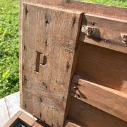 Old wooden and zinc crate, with handles. 1900, heating system